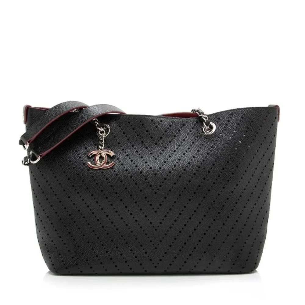 Chanel Perforated Caviar Leather CC Shopping Tote - Picture 1 of 13